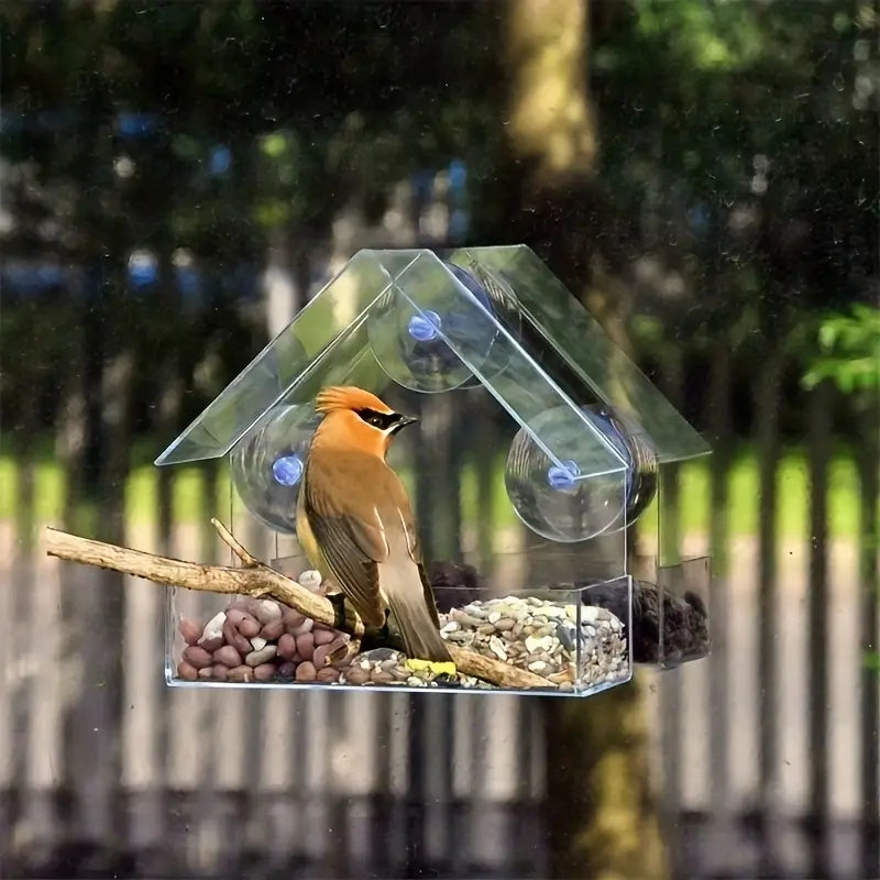 Outdoor Acrylic Bird Feeder Hanging Window Birdhouse For Backyard Wildlife 4