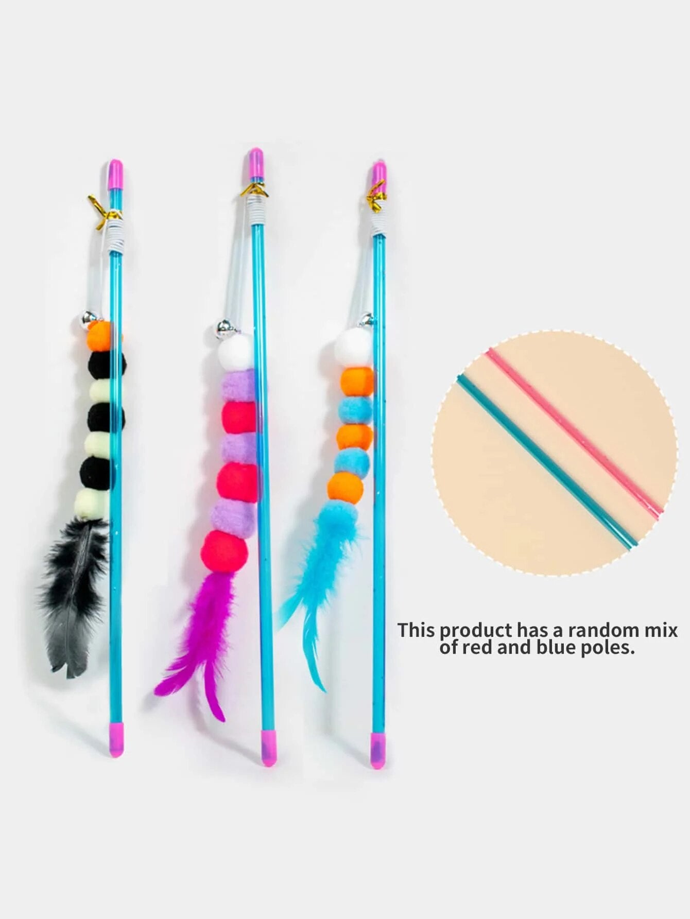 Funny Cat Stick New Elastic String With Feather Toy Imitated Furs Bug Suitable For Cats 5