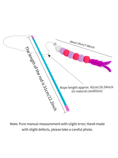Funny Cat Stick New Elastic String With Feather Toy Imitated Furs Bug Suitable For Cats 6