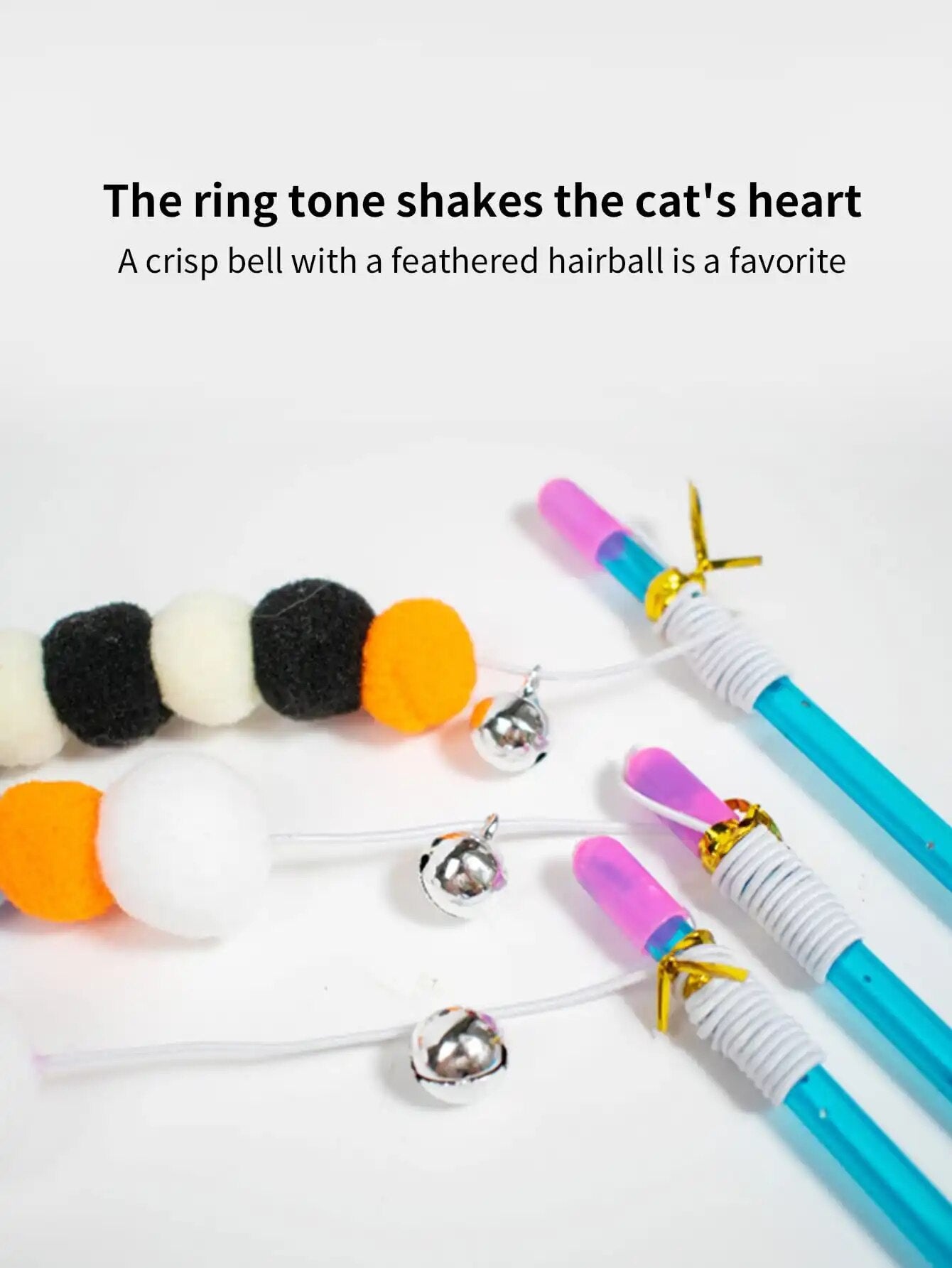 Funny Cat Stick New Elastic String With Feather Toy Imitated Furs Bug Suitable For Cats 7