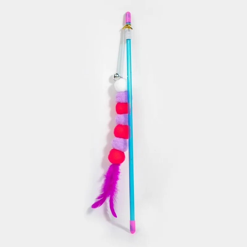 Funny Cat Stick New Elastic String With Feather Toy Imitated Furs Bug Suitable For Cats 2