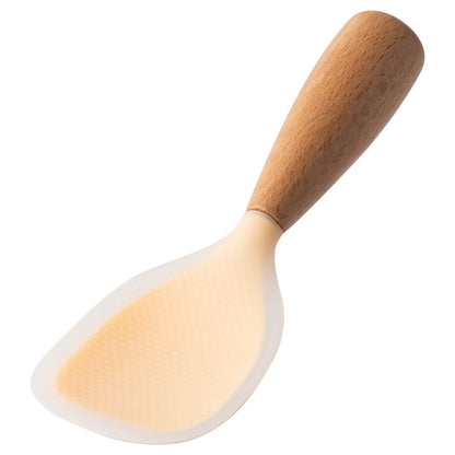 Household Rice Cooker Wooden Handle Silicone Rice Spoon Non Stick High Temperature Resistant Spoon 6