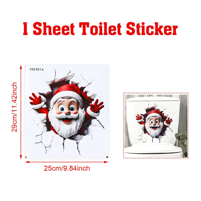 Xmas Bathroom Decor, Christmas Snowman Toilet Sticker, Merry Christmas Party Decoration, Navidad New Year Gift
