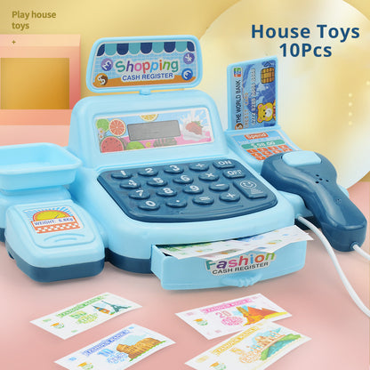 Simulation Shopping Cash House Toys, Supermarket Cashier Toys with Electronic Game, Lighting and Sound Effects