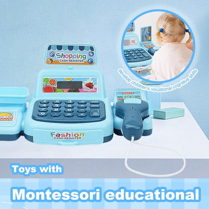 Simulation Shopping Cash House Toys Supermarket Cashier Toys With Electronic Game Lighting And Soun 2