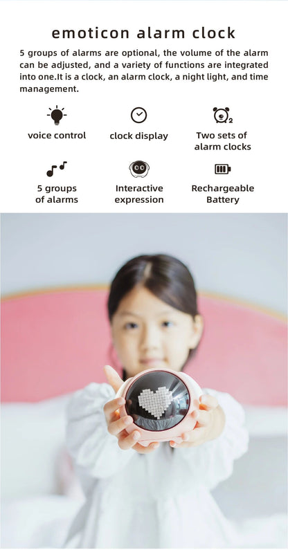 Cute Kids Digital Alarm Clock With Light And Emoji Display 9