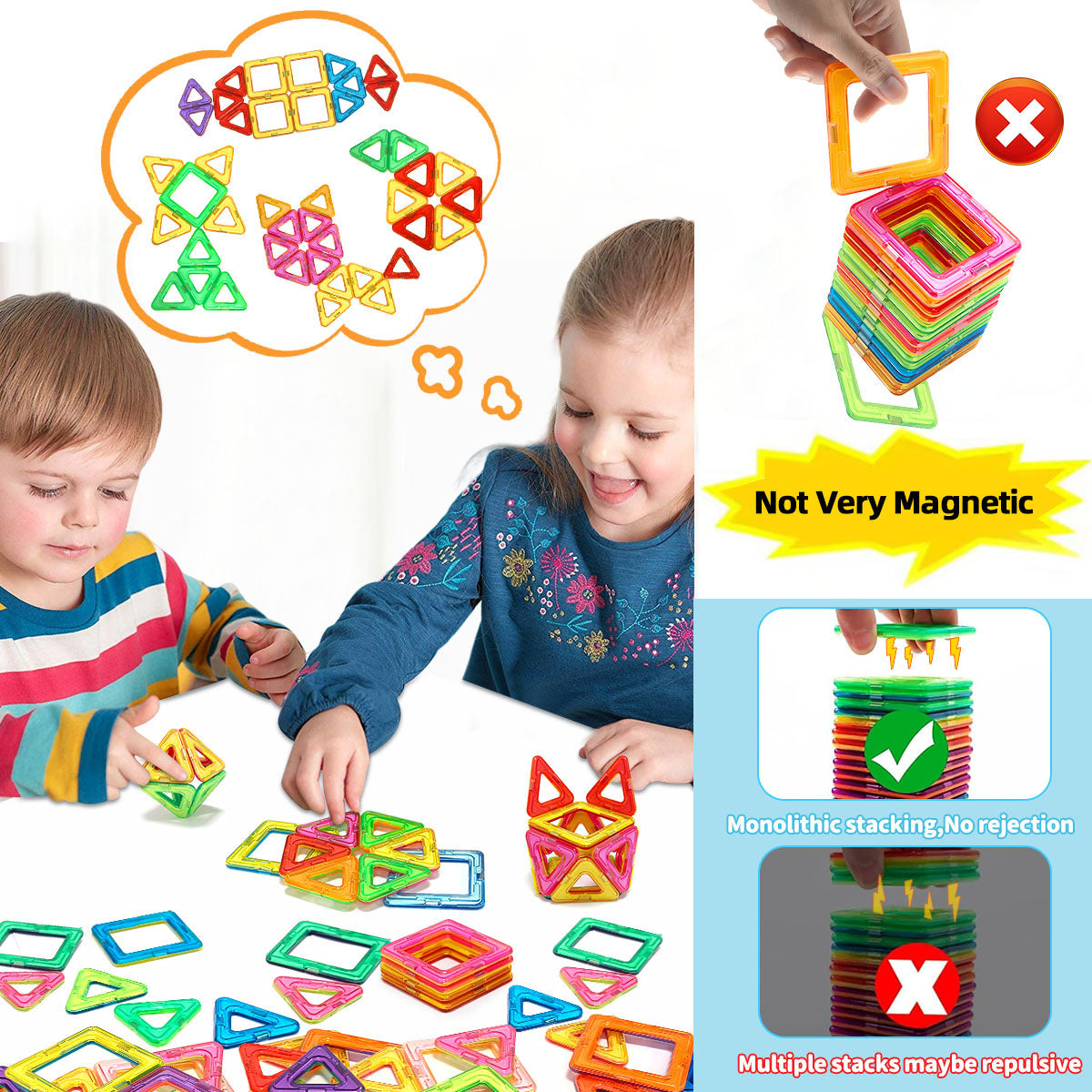 Educational Magnet Toys Medium Size Magnetic Building Blocks For Kids 3