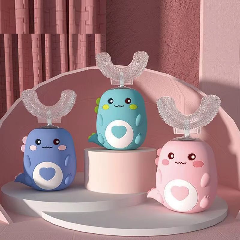 Children U-shaped Electric Toothbrush Smart Cartoon Kids Silicone Automatic Rechargeable Sonic Toothbrush