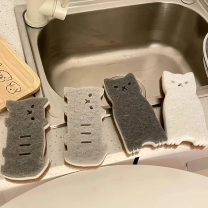 Cute Cat Kitchen Sponge Set, Thick and Durable Dish Cleaning Tools