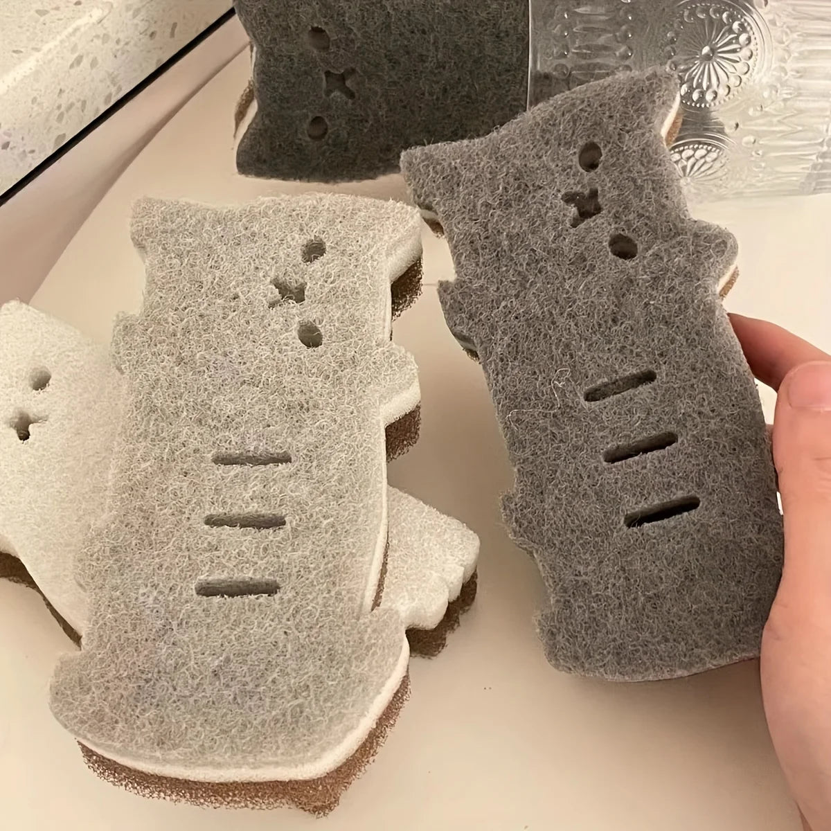 Cute Cat Kitchen Sponge Set, Thick and Durable Dish Cleaning Tools