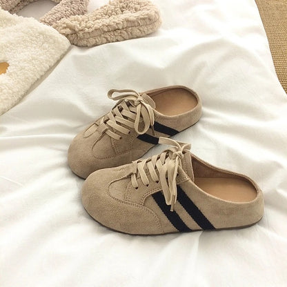 New Women Elevated Wedge Suede Creeper Sandals Summer Thick Bottom Half Slippers Outdoor Shoes Sneaker Clogs