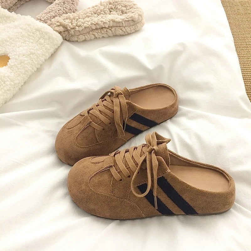 New Women Elevated Wedge Suede Creeper Sandals Summer Thick Bottom Half Slippers Outdoor Shoes Sneaker Clogs