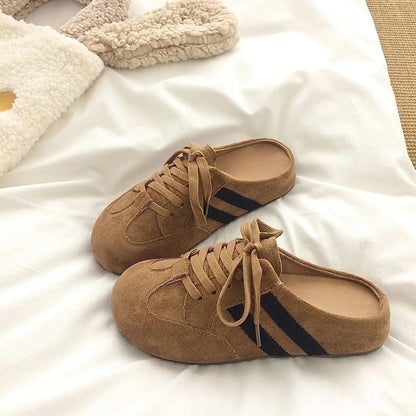 New Women Elevated Wedge Suede Creeper Sandals Summer Thick Bottom Half Slippers Outdoor Shoes Sneaker Clogs