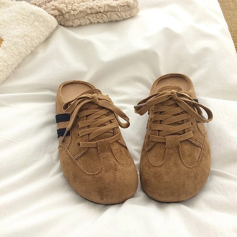 New Women Elevated Wedge Suede Creeper Sandals Summer Thick Bottom Half Slippers Outdoor Shoes Sneaker Clogs
