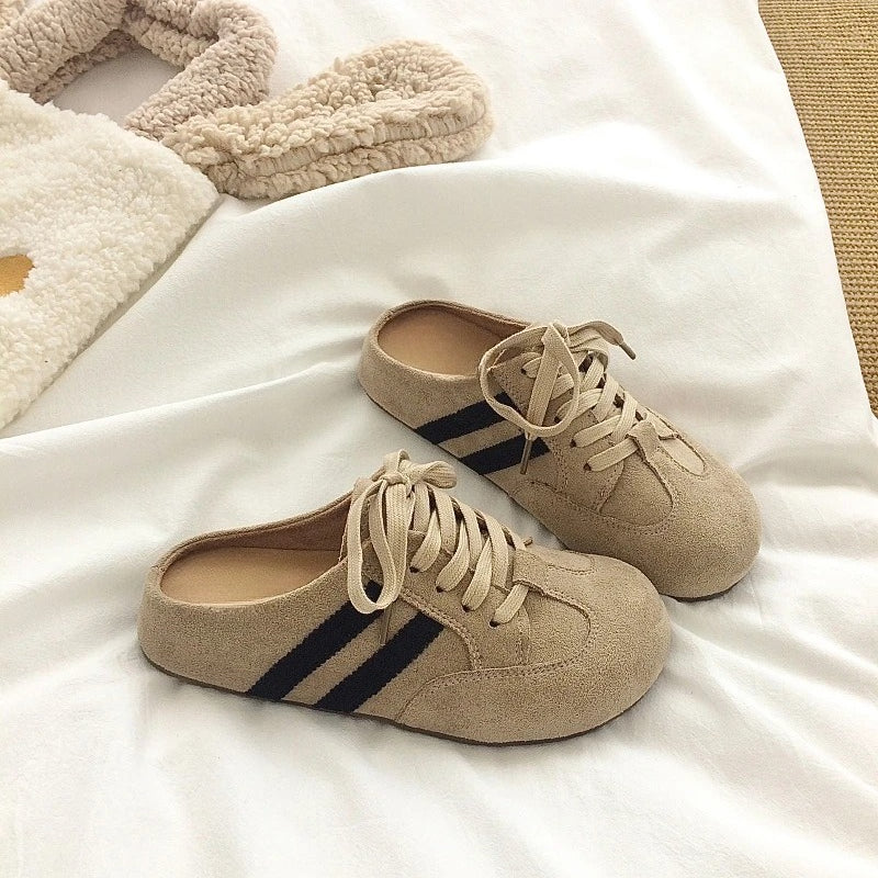 New Women Elevated Wedge Suede Creeper Sandals Summer Thick Bottom Half Slippers Outdoor Shoes Sneaker Clogs