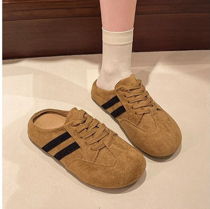 New Women Elevated Wedge Suede Creeper Sandals Summer Thick Bottom Half Slippers Outdoor Shoes Sneaker Clogs