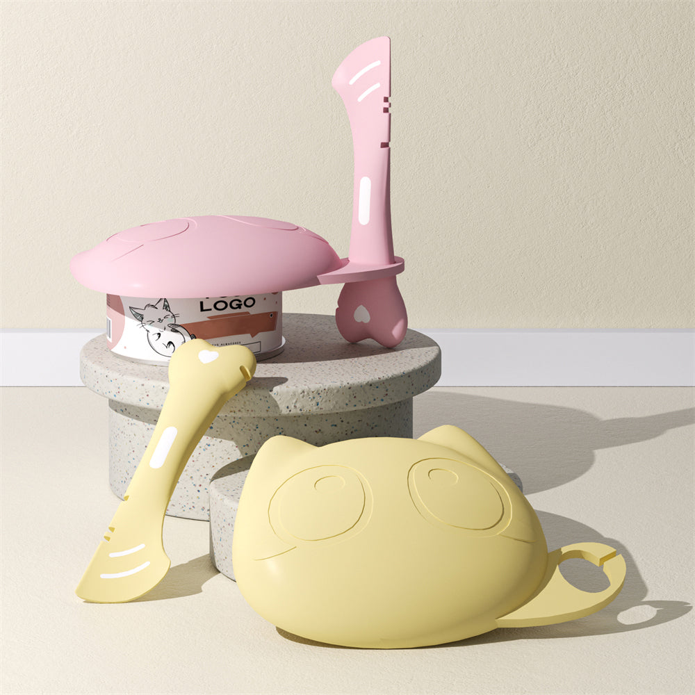 Multifunctional Pet Wet Food Feeding Scoop Silicone Cat Food Can Lid And Spoon Set Can Opener For S 4