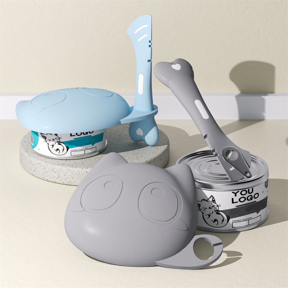 Multifunctional Pet Wet Food Feeding Scoop Silicone Cat Food Can Lid And Spoon Set Can Opener For S 6