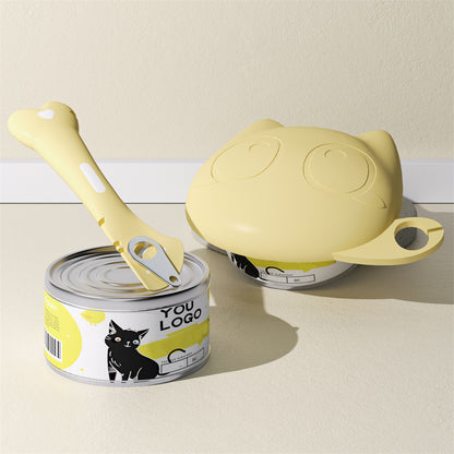 Multifunctional Pet Wet Food Feeding Scoop, Silicone Cat Food Can Lid and Spoon Set, Can Opener for Sealed Storage