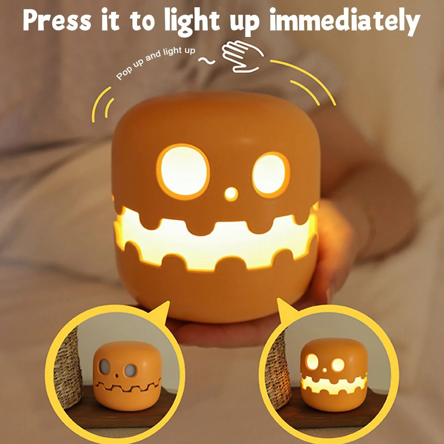 Cute Cartoon Ghost Night Light  Rechargeable Bedside Lamp For Kids 1