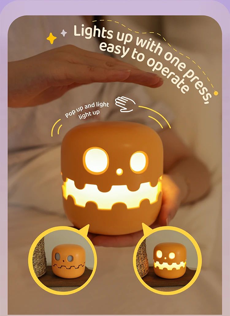 Cute Cartoon Ghost Night Light  Rechargeable Bedside Lamp For Kids 9