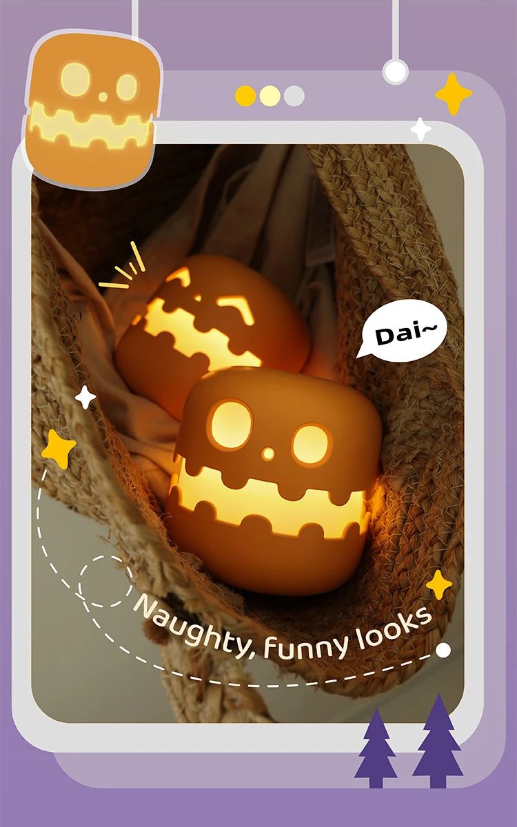 Cute Cartoon Ghost Night Light  Rechargeable Bedside Lamp For Kids 15
