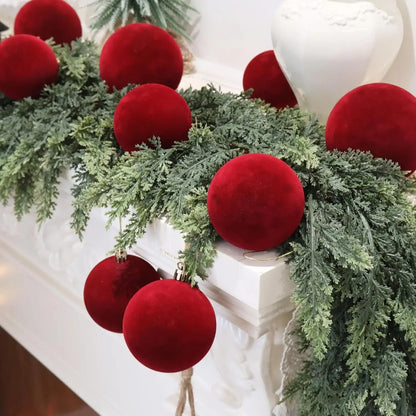 White Red Velvet Christmas Balls Ornaments Tree Hanging Pendants 4