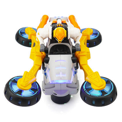 Electric Stunt Transformable Motorcycle, Children Toy with Rotating Light, Music, Christmas Gift