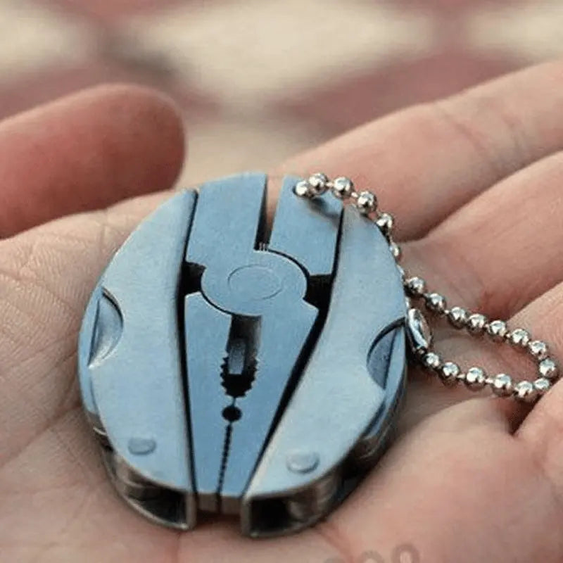 Stainless Steel Multi-Tool Keychain with Pliers, Knife, Screwdriver - Compact Outdoor Tool for Everyday Use