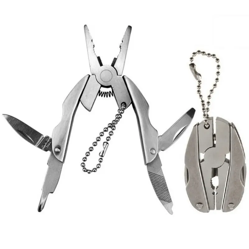 Stainless Steel Multi-Tool Keychain with Pliers, Knife, Screwdriver - Compact Outdoor Tool for Everyday Use