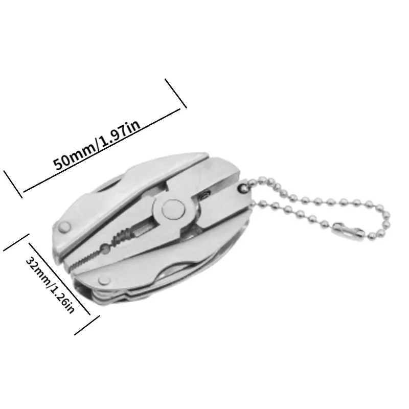 Stainless Steel Multi-Tool Keychain with Pliers, Knife, Screwdriver - Compact Outdoor Tool for Everyday Use