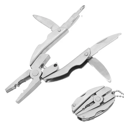 Stainless Steel Multi-Tool Keychain with Pliers, Knife, Screwdriver - Compact Outdoor Tool for Everyday Use