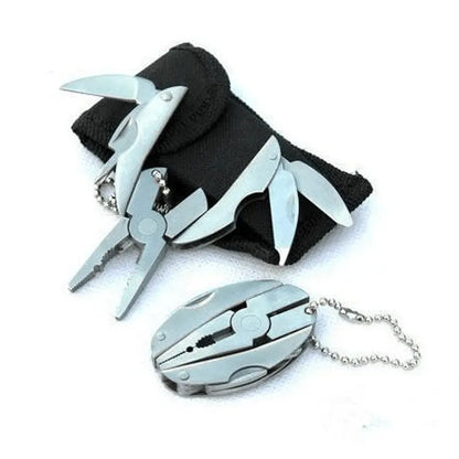 Stainless Steel Multi-Tool Keychain with Pliers, Knife, Screwdriver - Compact Outdoor Tool for Everyday Use
