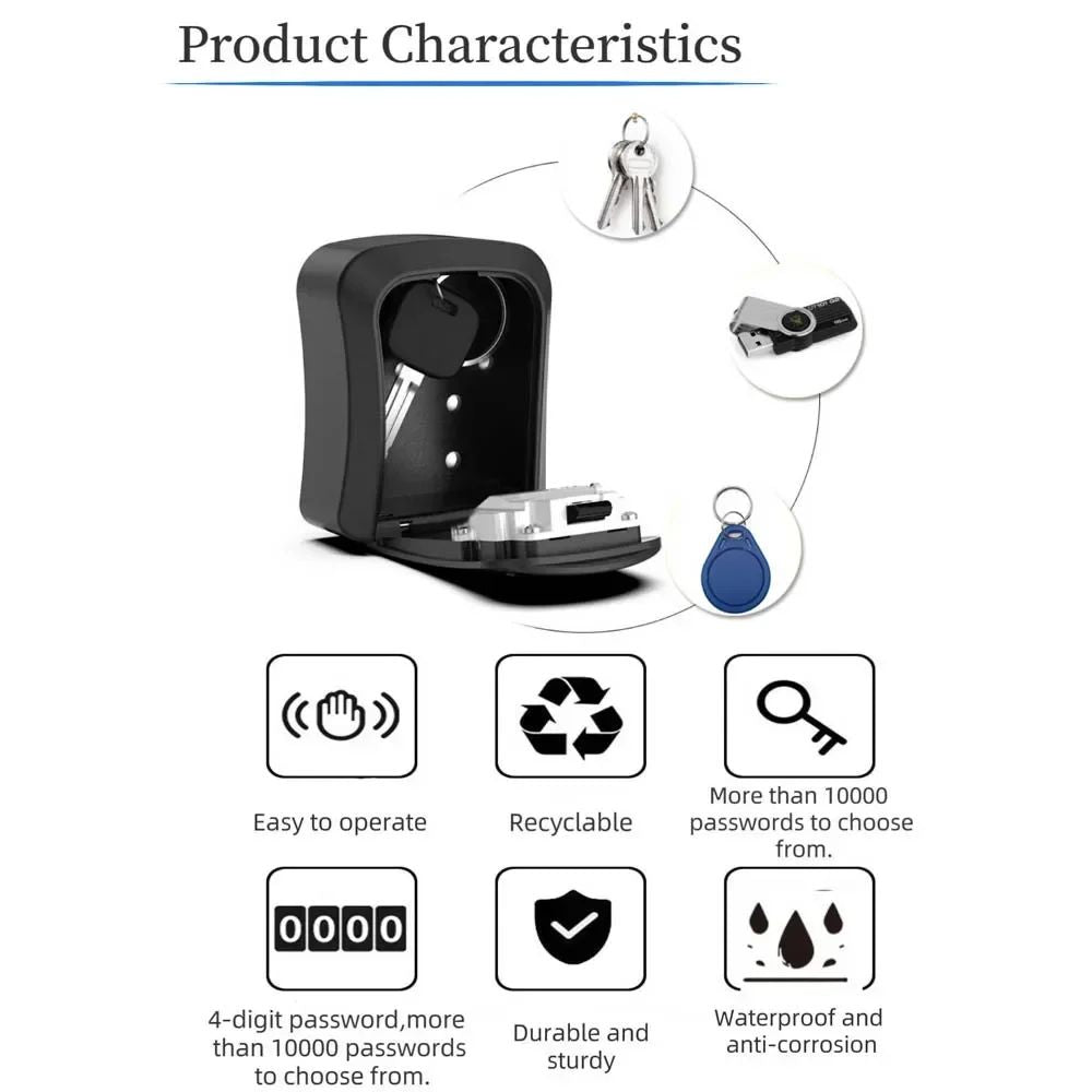 Smart WallMounted Code Key Safe  Outdoor Resettable Password Lock Box For Spare Keys 2