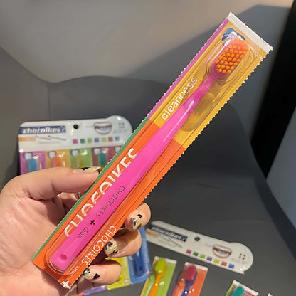 Chocolate Swiss Soft Nylon Bristle Toothbrush Set Ergonomic Handle Travel And Hotel Essential 2