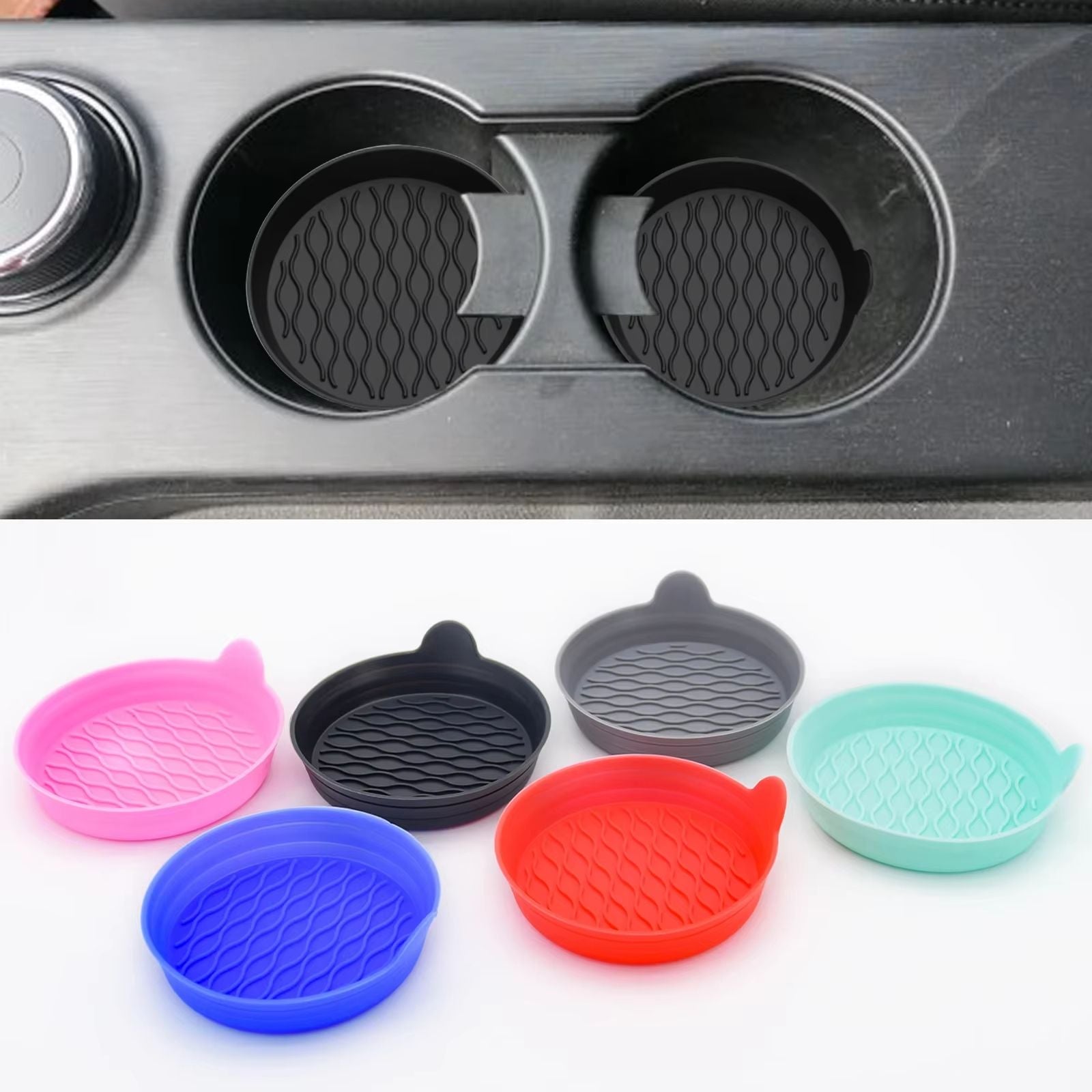 Silicone Car Coasters 2-Pack – Non-Slip Bling Cup Holder Inserts for Car Interior Accessories