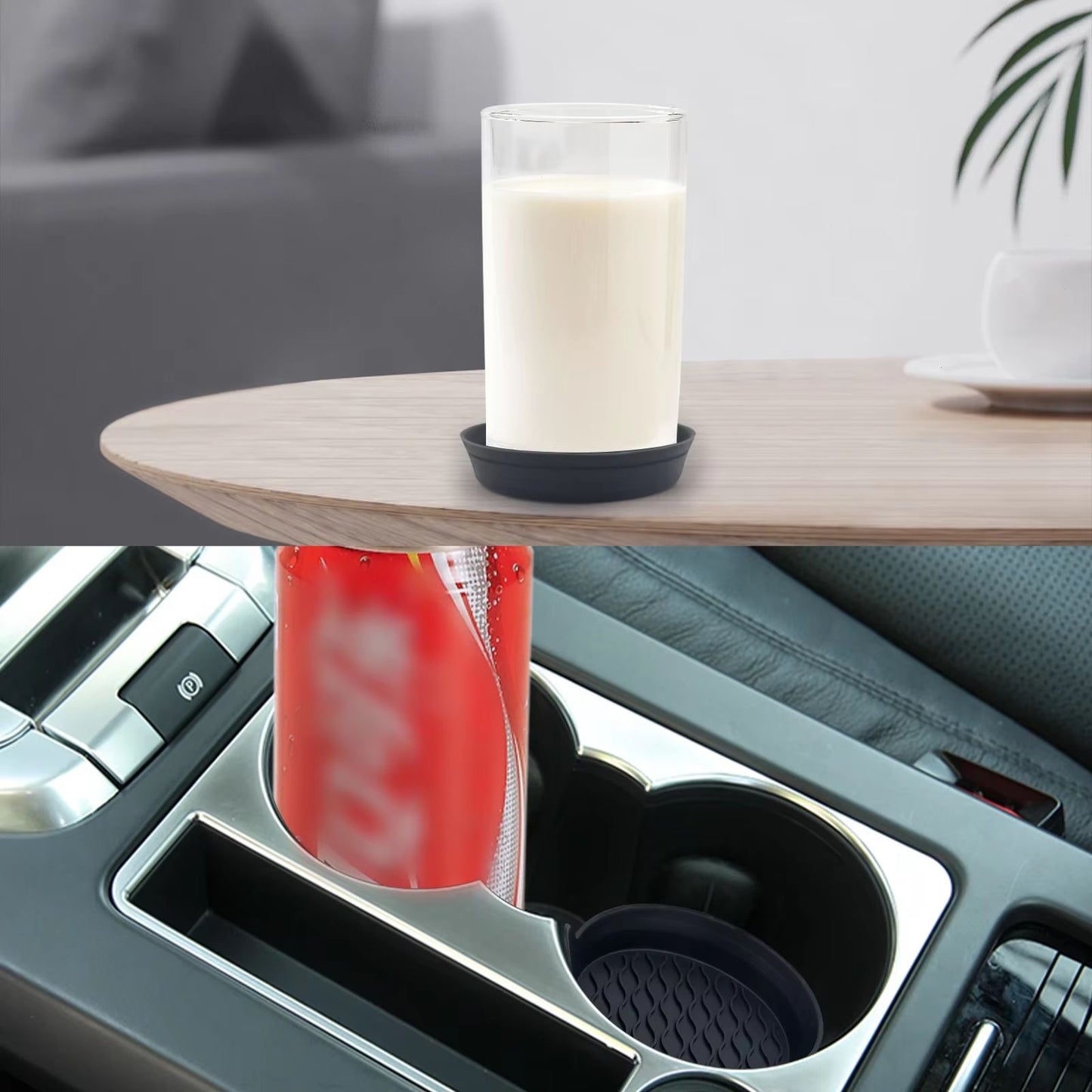Silicone Car Coasters 2Pack  NonSlip Bling Cup Holder Inserts For Car Interior Accessories 4