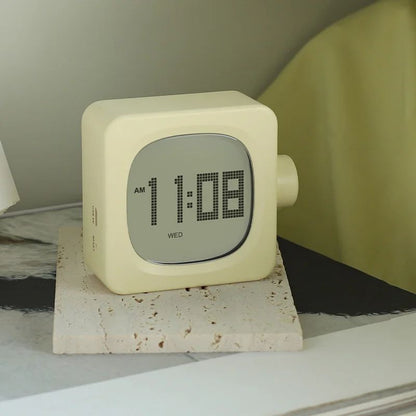 Square Digital LED Alarm Clock with USB Charger & Timer