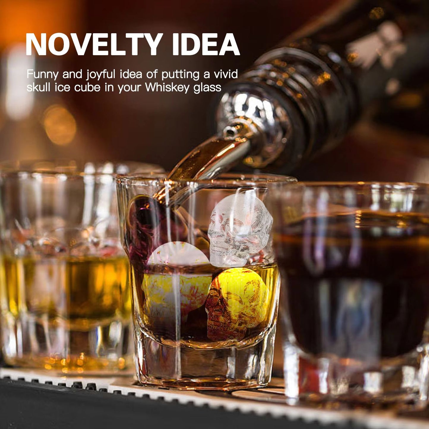 Skull  Whiskey Silicone Ice Mold  10Cavity FoodGrade Ice Block Tray With Filling Funnel 4
