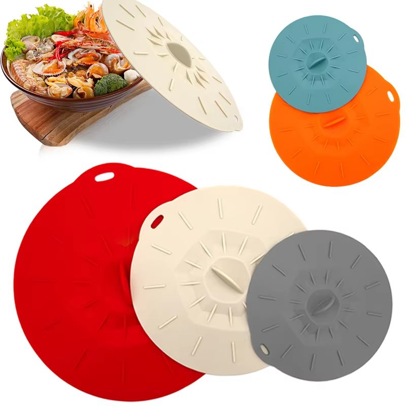 5Pack Silicone Microwave Splatter Covers  Reusable HeatResistant Suction Lids In 5 Sizes 1