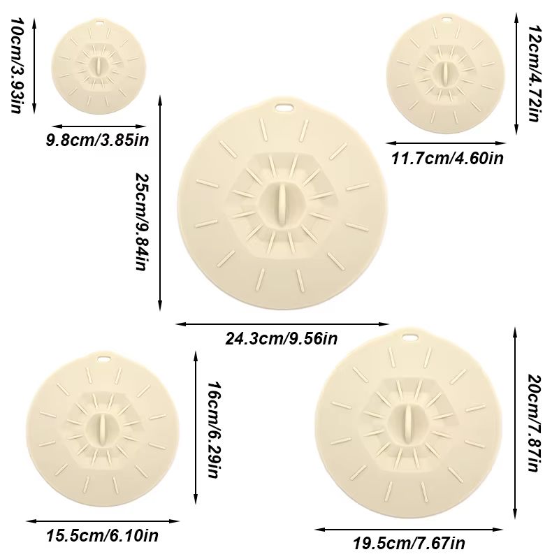 5Pack Silicone Microwave Splatter Covers  Reusable HeatResistant Suction Lids In 5 Sizes 2