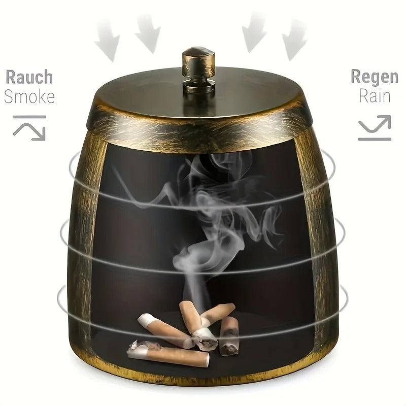 Smokeless Windproof Metal Ashtray with Lid for Indoor and Outdoor Use, Odorless, Perfect Gift for Smokers