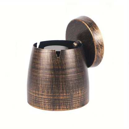 Smokeless Windproof Metal Ashtray with Lid for Indoor and Outdoor Use, Odorless, Perfect Gift for Smokers