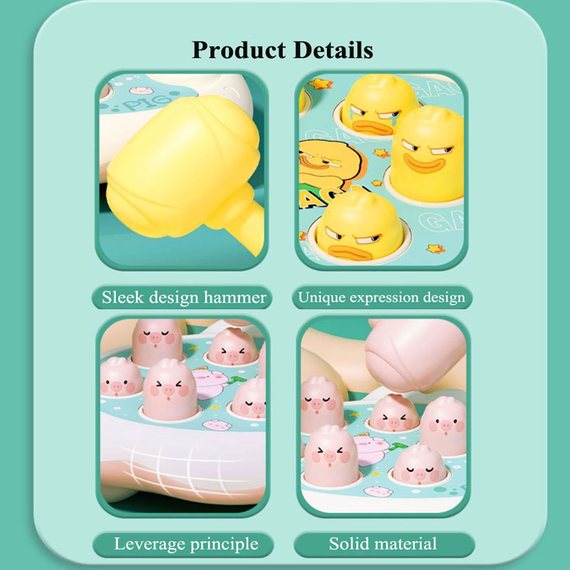 DuckFrogPig Montessori Learning Toy Educational Puzzle Gift With Hammer For Toddler Boys And Girls  4