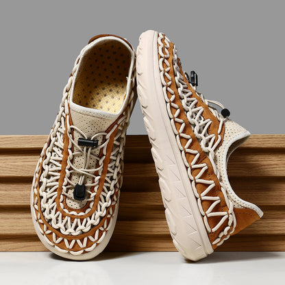 Mens Summer Sandals, Fashion Hand-woven Casual Shoes, High Quality Designer Sneakers