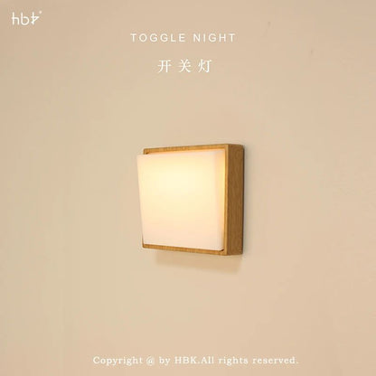 Beech Wood Magnetic Switch Night Light  Rechargeable Wall  Bedside Lamp 4