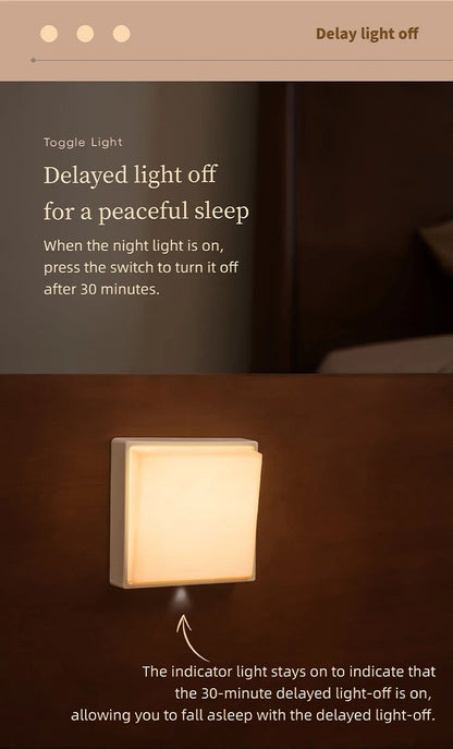 Beech Wood Magnetic Switch Night Light  Rechargeable Wall  Bedside Lamp 12