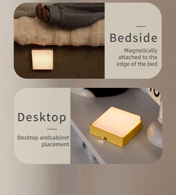 Beech Wood Magnetic Switch Night Light  Rechargeable Wall  Bedside Lamp 16