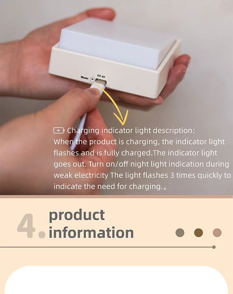 Beech Wood Magnetic Switch Night Light  Rechargeable Wall  Bedside Lamp 20