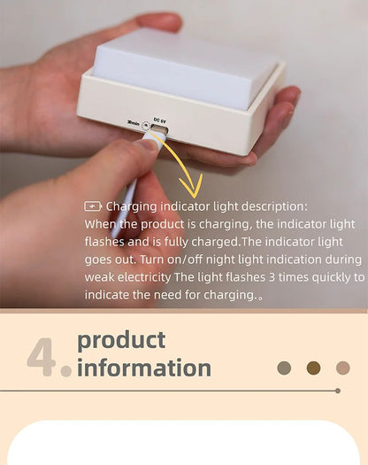 Beech Wood Magnetic Switch Night Light  Rechargeable Wall  Bedside Lamp 20